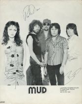 Mud signed 10x8inch black and white photo. Signed by 5. Good condition. All autographs come with a