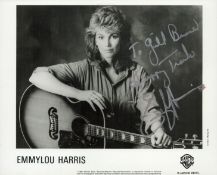 Emmylou Harris signed 10x8inch black and white photo. Dedicated. Good condition. All autographs come