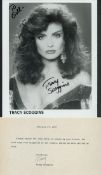 Tracy Scoggins signed 10x8inch black and white photo with TLS. Dedicated. Good condition. All