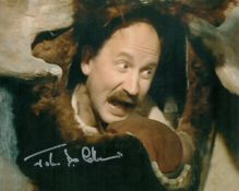 Allo John D Collins as Fairfax signed 10 x 8 inch colour photo in Bear outfit. British actor,