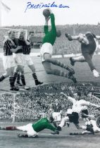 Football autograph BERT TRAUTMANN 12 x 8 Photo : Colorized, depicting a montage of images relating