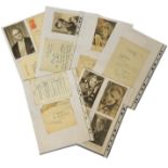 Vintage Entertainment Collection of 14 pages of signed photos, signature pieces and letters