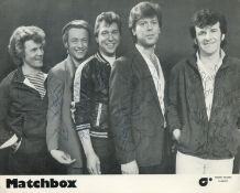 Matchbox signed 10x8inch black and white photo. Signed by 5. Dedicated. Good condition. All