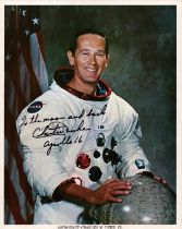Charles M Duke JR signed NASA original 10x8 inch colour photo pictured in white suit inscribed To