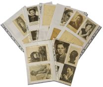 Vintage Entertainment Collection of 16 pages of signed photos, signature pieces and letters
