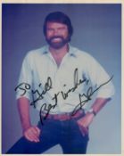 Glen Campbell signed 10x8inch colour photo. Dedicated. Good condition. All autographs come with a