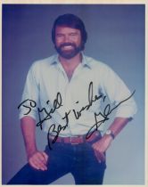 Glen Campbell signed 10x8inch colour photo. Dedicated. Good condition. All autographs come with a