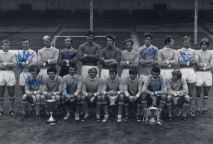 Football autograph MANCHESTER CITY 12 x 8 Photo : B/W, depicting Manchester City's squad of