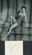 Ava Gardner signed card with UNSIGNED 10x8inch black and white photo. Dedicated. Good condition. All