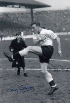 Football autograph TERRY DYSON 12 x 8 Photo : B/W, depicting Tottenham winger TERRY DYSON striking a