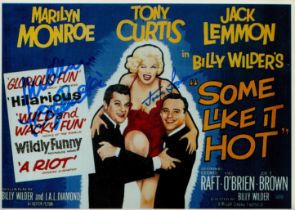 Jack Lemmon and Tony Curtis signed 10x8inch colour movie poster photo. Good condition. All