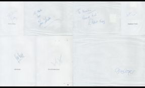 TV and film signed A4 page collection signed by Fiona Fullerton, Barbara Dickson, Kathleen Turner,