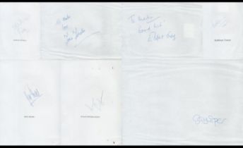 TV and film signed A4 page collection signed by Fiona Fullerton, Barbara Dickson, Kathleen Turner,