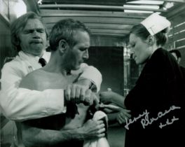 The Mackintosh Man movie Paul Newman scene 8x10 photo signed by Jenny Runacre. Good condition. All