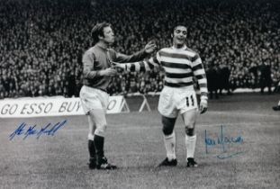 Football autograph CELTIC v RANGERS 12 x 8 Photo : B/W, depicting Celtic's LOU MACARI refusing the