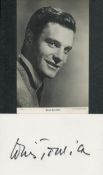 Louis Jourdan signed card and vintage 6 x 4 inch unsigned portrait photo. He was known for his suave