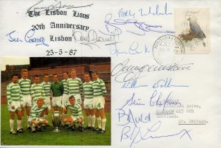 Celtic football complete 1967 Lisbon Lions winning team signed 25/5/87, 20th ann cover. Autographs