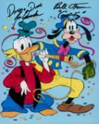 Tony Anselmo and Bill Farmer signed Donald Duck and Goofy illustrated 10x8 colour photo. Good