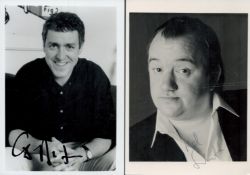 Alas Smith And Jones Comedy Duo 2 Signed Photos By Mel Smith (1952 2013) and Griff Rhys Jones.