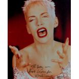 Annie Lennox signed 10x8 inch colour photo. Dedicated. Good condition. All autographs come with a