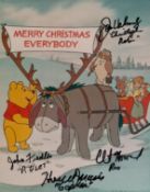 Jon Wamsley, John Fielder, Howard Morris and Clint Howard signed Winnie the Pooh illustrated 10x8