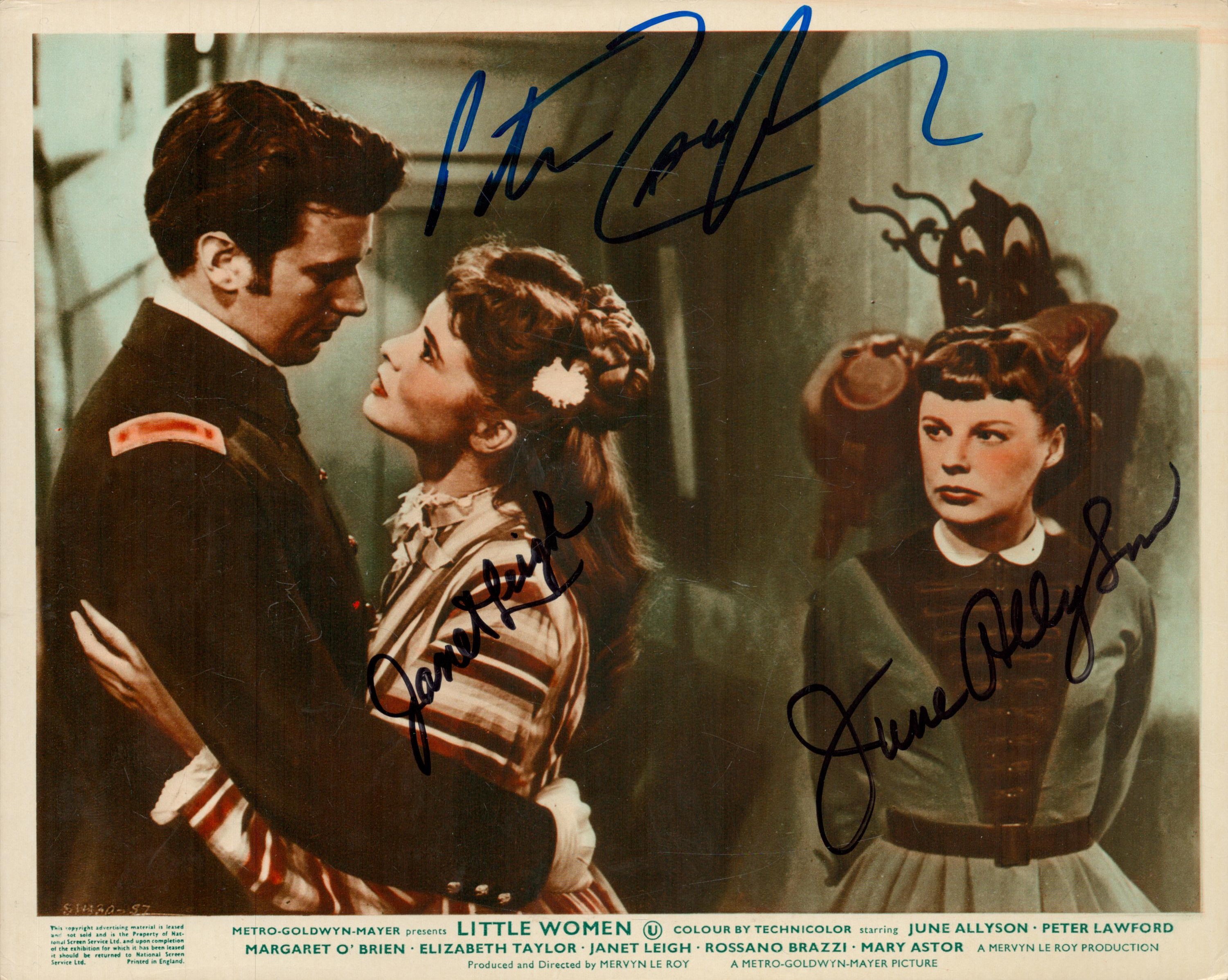 Peter Lawford, Janet Leigh and June Allyson signed 10x8 inch 'Little Women' lobby card. Good