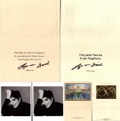 Liza Minnelli and David Gest signed two, Christmas cards. Good condition. All autographs come with a