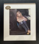 Signed Framed colour Photo of Joss Stone Autograph is written in pen. Measures appx 21x14 inch Black