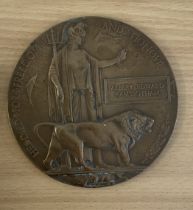 WW1 Death Plaque for Private Albert Edward Ramsbotham of 7th Battalion Royal Fusiliers. Bronze