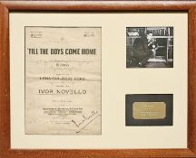 Ivor Novello 23x19 in overall mounted and framed signature piece includes signed Till the Boys