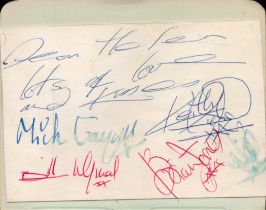 Rolling Stones multi signed 5x4 inch album page includes Mick Jagger, Bill Wyman, Keith Richards and