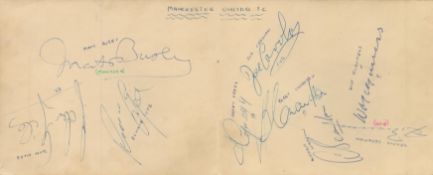 Manchester United Legends vintage 12x5 inch overall multi signed double album page 9 fantastic Old