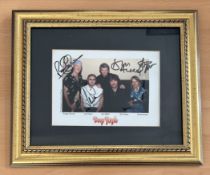 Deep Purple multi signed 12x10 inch overall framed colour promo photo includes Roger Clover, Ian
