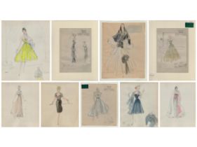Collection of 8 x Fashion designer pictures and Mounted double sided 14.5x11.5 Inch/12x10 Inch/11.
