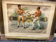 Rare Police Gazette Original Colour Boxing Poster of James Corbett Vs Robert Fitzsimmons on Dec 15th