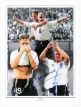 Autographed Paul Gascoigne 1990s 16 X 12 Montage Edition: Colorized, Depicting A Montage Of Images