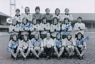 Autographed Wolves 1974 12 X 8 Photo: B/W, Depicting Wolves Players Posing For A Squad Photo