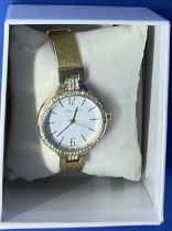 Jeanneret Rosetta Ladies Watch 1503A W/ Crystal Encrusted Bezel. Good condition. All autographs come