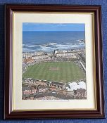 Cricket. Large Photo Showing Scarborough Cricket Club by Adrian Murrell. Housed in a Frame Measuring
