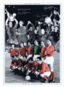 Autographed Man United 1968 16 X 12 Montage Edition: Colorized, Depicting A Montage Of Images