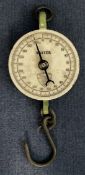 Vintage Big Salter 200 lb by 1lb Spring balance scale Patent 642224 Made in England working order.