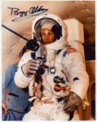 Buzz Aldrin signed 10x8 inch colour photo pictured in space suit. Good condition. All autographs