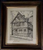 Original SJ Heady Artwork Showing Parish Church and Lion Street in Rye, Kent. Housed in Presentation