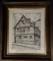 Original SJ Heady Artwork Showing Parish Church and Lion Street in Rye, Kent. Housed in Presentation