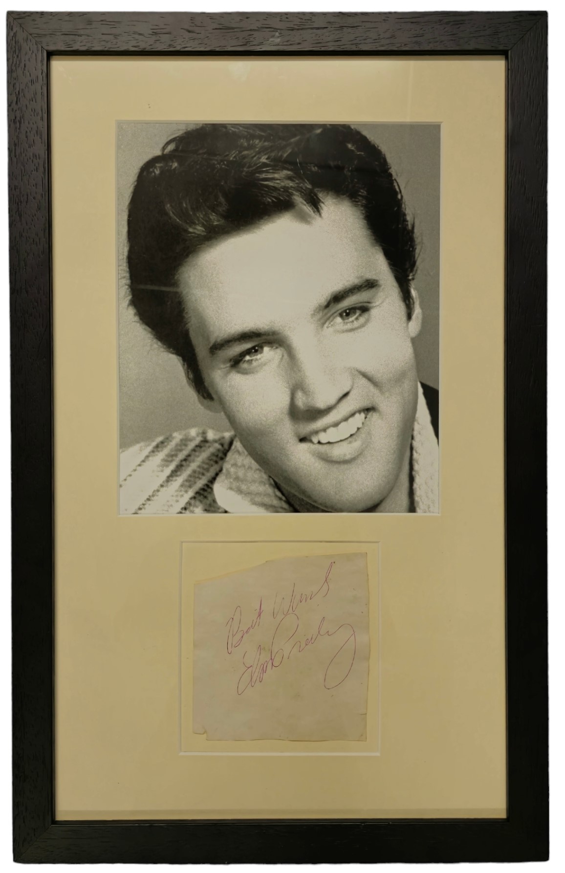 Elvis Presley 20x13 inch framed and mounted signature piece includes rare signed page inscribed best