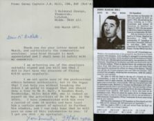 Typed Letter dated 6th March 1975 Letter Signed by Gp Capt J H Hill CBE. Dunkirk and Battle of