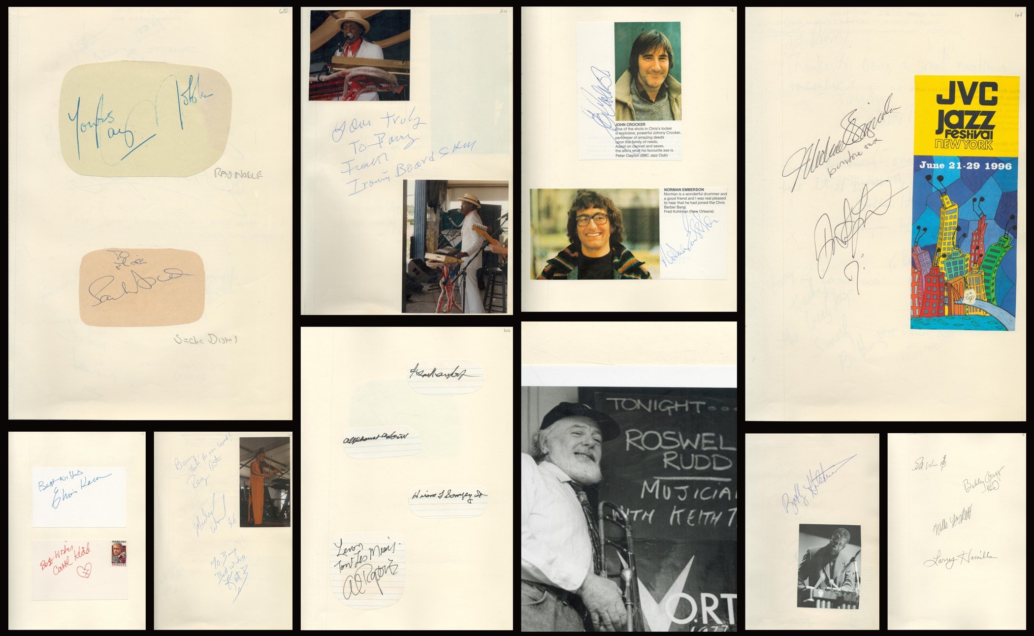 Jazz autograph collection in 2 albums. Contains hundreds of signatures. Many signatures are