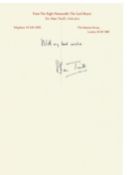 Sir Alan Traill GBE MA Lord Mayor of London 1984-85, signature on Lord Mayor headed paper. Good
