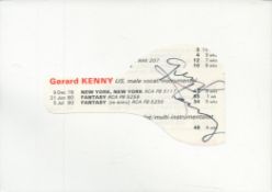 Gerard Kenny signed index card. American male vocalist. Good condition. All autographs come with a