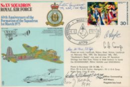 15 Sqn Signed by 4 Battle of Britain Pilots, Crew. WAAF John Keatings. P Ayerst, A W Gear, J